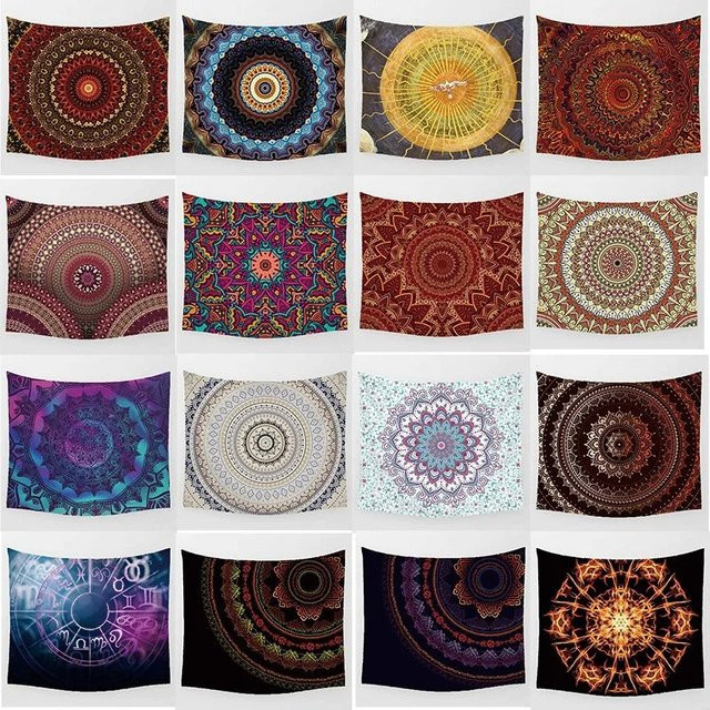 VIKAMA Böhmischer Wandteppich mit geometrischem Mandala-Design in Multicolour, B/H: 40 x 40 cm - Bild 1