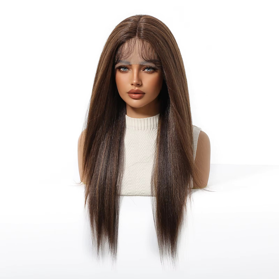 GEMMA Lace-Front-Haarperücke, honigbraun, lange, gerade, hitzebeständig - Bild 3