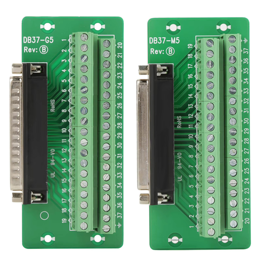 VBESTLIFE Schnittstellenmodul DB37 für DIN-Schienenmontage mit Stecker, Buchse und Klemmenblock in Grün - Bild 2
