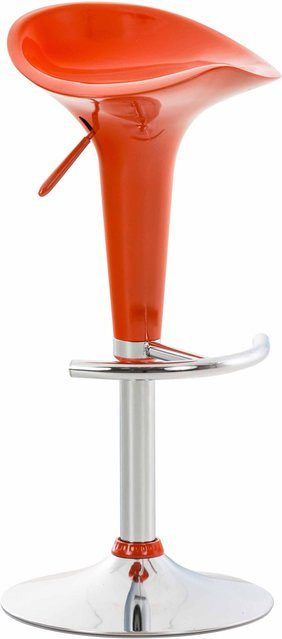 TPFLiving Barhocker Saddle in Orange mit Chromoptik Metallgestell und Kunststoff-Sitzfläche - Bild 1