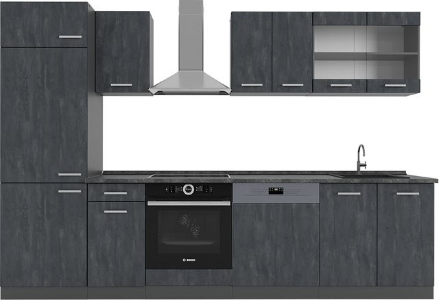 Vicco Küchenzeile R-Line in Schwarz Beton und Anthrazit mit Arbeitsplatte, Breite: 300 cm - Bild 1