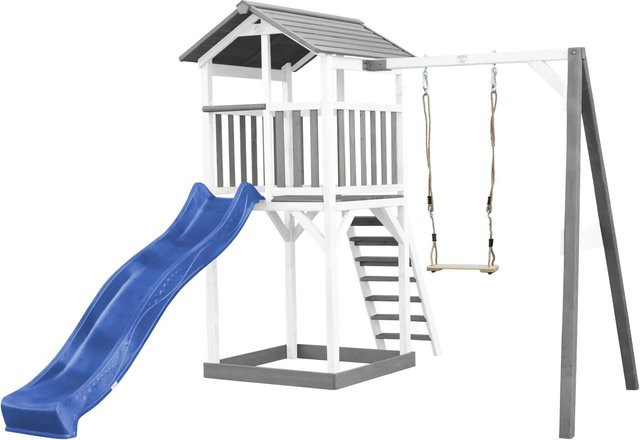 Axi Beach Tower Spielturm mit Einzelschaukel und blauer Rutsche - Bild 1