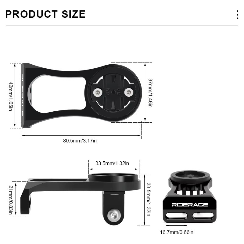 RIDERACE Fahrradcomputerhalterung für Garmin Edge, Bryton und CatEye in Schwarz - Bild 6