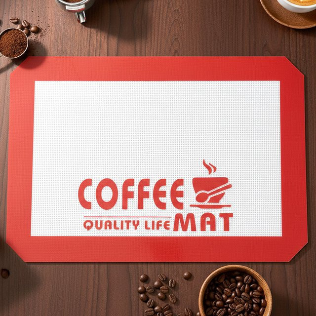 Leeseph Silikon-Kaffeemaschinenmatte für die Arbeitsplatte in Grau, wasserdichte und ölbeständige Unterlage für deine Kaffeebar - Bild 1