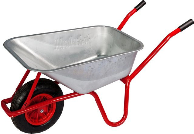 Pro-Bau-Tec Bau-Schubkarre 100 in Silber mit 160 kg Tragkraft aus Stahl und Kunststoff - Bild 1