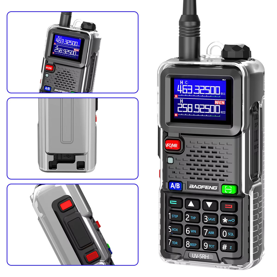 ABBREE Transparente TPU-Schutzhülle für Baofeng UV-5RH AR-5RM 5RH Pro GPS Walkie-Talkies mit Fallschutz und Staubschutz - Bild 3