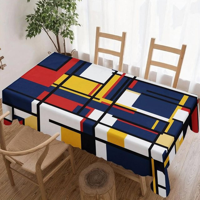 Wasserdichte und wiederverwendbare Tischdecke mit abstraktem geometrischem Muster von JINGYUE Pet, quadratisch, Mehrfarbig, B/B: 140 x 140 cm - Bild 1