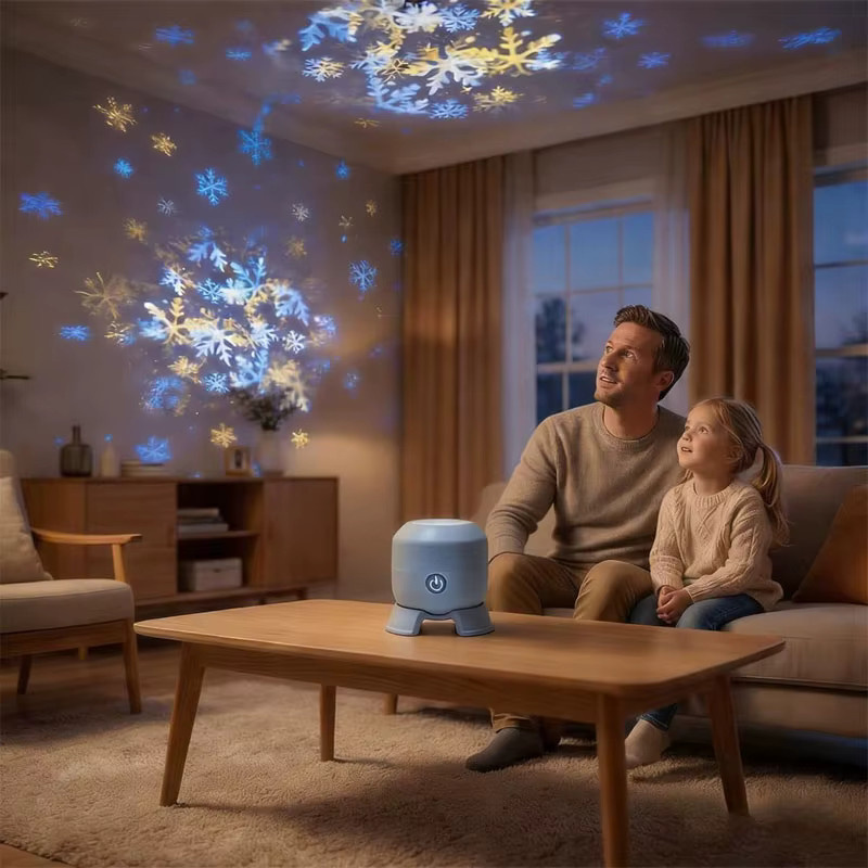 VENUSWING LED Dynamischer Projektor USB-Aufladbar als Projektions-Nachtlicht in Weiß für Zuhause und Weihnachtsfeiern - Bild 2
