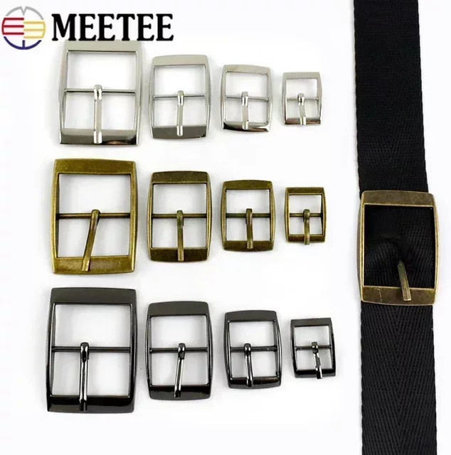 Meetee Metall-Dornschnallen aus Stahl in Silber für Gürtel, Gurtband und Hundehalsband, 15–30 mm - Bild 1