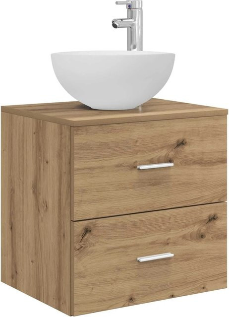 vidaXL Wandmontierter Waschtisch Artisan-Eiche in Braun mit Schubladen, Modernes Badezimmer-Waschbecken-Unterschrank, B/T/H: 49,5 x 41 x 64,5 cm - Bild 1