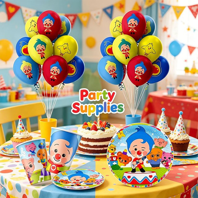 Plim Plim Party-Set mit Luftballons, Tellern und Bechern in Multicolour aus Papier für deine Geburtstagsfeier - Bild 1