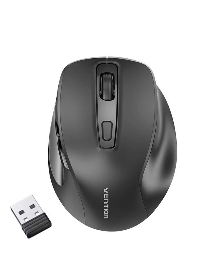 Vention Ergonomische kabellose Maus mit Bluetooth 5.1 und USB 2,4 G Dual-Mode, 4000 DPI, 6 Tasten, Schwarz - Bild 3