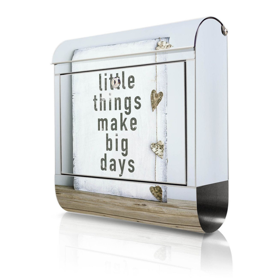 banjado Wandbriefkasten aus rostfreiem Edelstahl in Silber mit Motiv Little Things, B/T/H: 38 x 43 x 12,5 cm - Bild 1