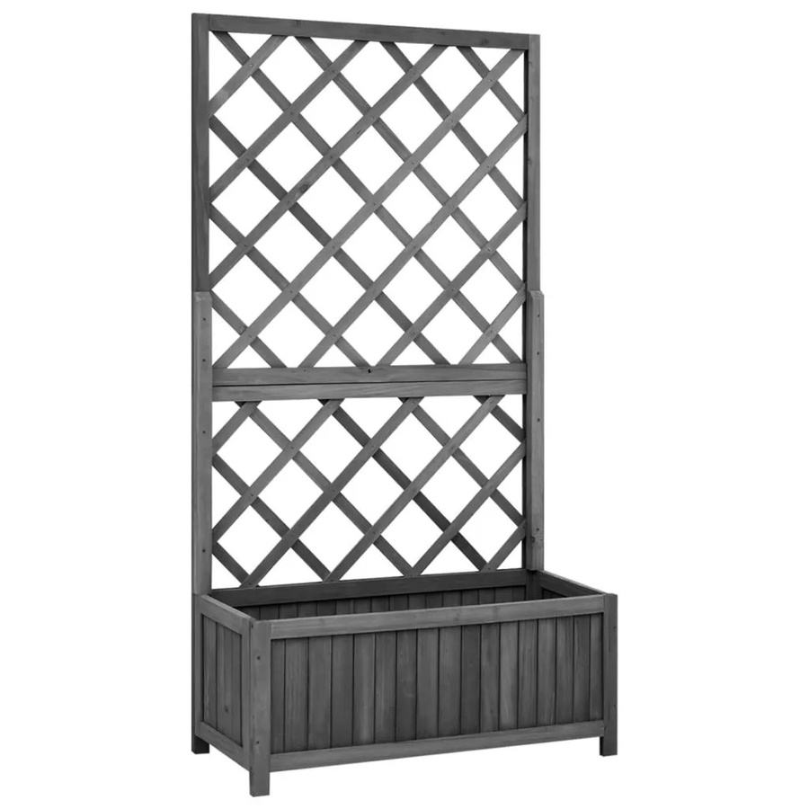DELUKE Rankkasten Gartenspalier MALO aus massivem Tannenholz mit Blumenkasten und Rankgitter in Schwarz, H x B x T: 135 x 70 x 30 cm - Bild 2