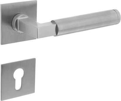 Intersteel Türdrücker in Edelstahl-Optik Silber mit PZ-Rosetten im Bau-Stil, B/B/H: 55 x 55 x 0,3 cm - Bild 1
