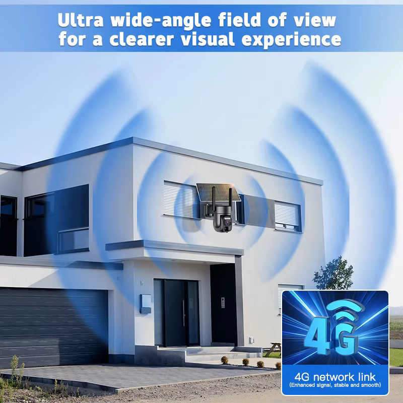 FIRSTCCTV Solarbetriebene Sicherheitskamera mit 4G und WiFi, 3MP 4KHD Außenüberwachung in Schwarz mit Akku, PIR-Bewegungserkennung und Audio - Bild 5