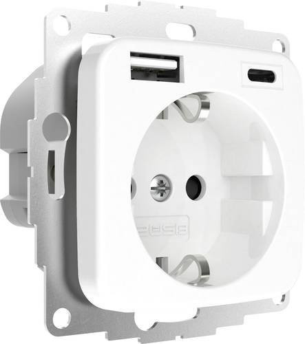 Busch-Jaeger Schutzkontakt-Steckdose mit 2 USB-Ladeausgängen (USB-A und USB-C) IP20 in Reinweiß glänzend - Bild 1