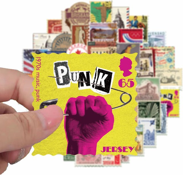 50 Stück Retro-Reise-Post-Aufkleber-Set in Multicolour für Tagebuch und DIY-Projekte - Bild 1