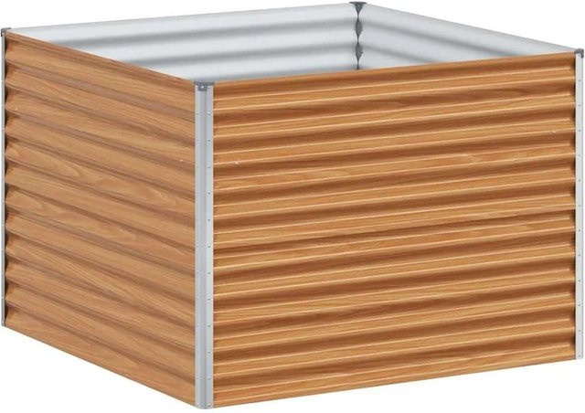 vidaXL Hochbeet aus verzinktem Stahl in Hellbraun, B: 100 cm, T: 98 cm, H: 68 cm - Bild 1