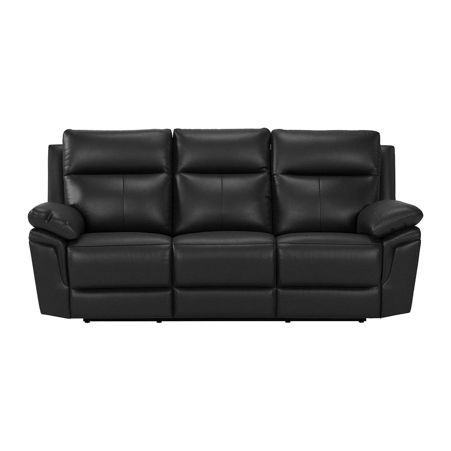 Vente-unique Relaxsofa Pakita in Schwarz aus Büffelleder mit Massivholzrahmen, Breite: 208 cm - Bild 2