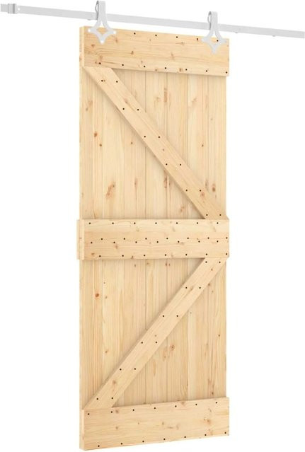 vidaXL Schiebetür aus Massivkiefer in Natur und Weiß, B/H: 85 x 210 cm - Bild 1