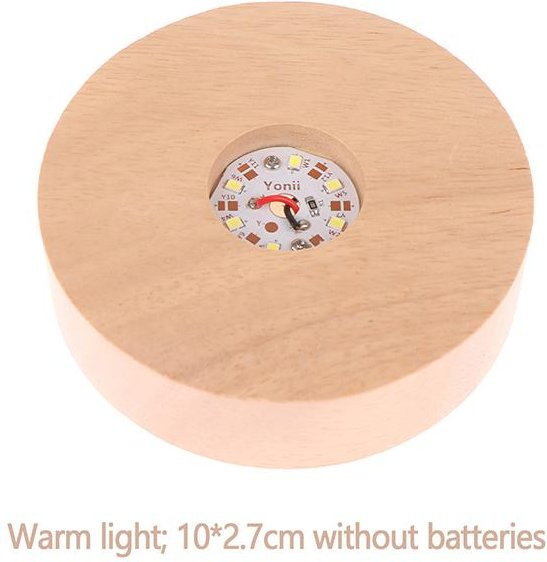 My Holiday LED Holz Display Basis für Glaskunst, Batteriebetrieben, Warmweiß, Durchmesser: 10 cm, Höhe: 2,7 cm - Bild 1