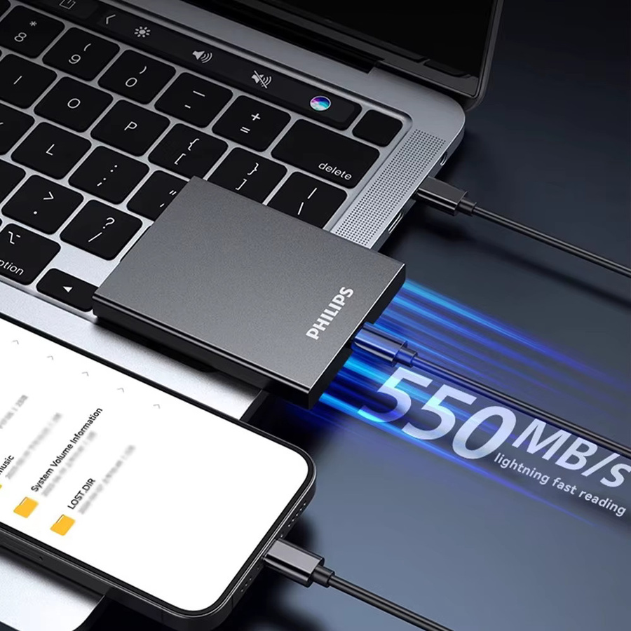 Philips Tragbare SSD 1 TB Externes Solid-State-Laufwerk USB 3.2 Gen 2 Grau - Bild 4