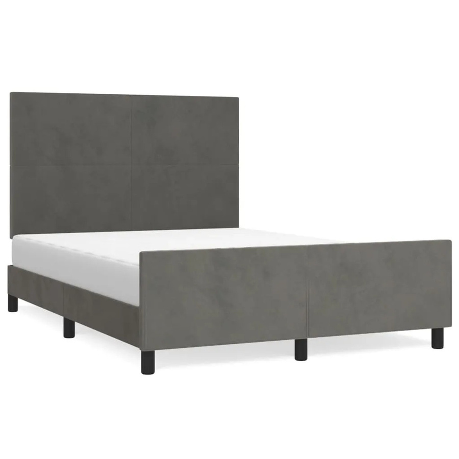 vidaXL Bettgestell mit Kopfteil aus Samt in Dunkelgrau, B/T/H: 140 x 200 x 128 cm - Bild 2