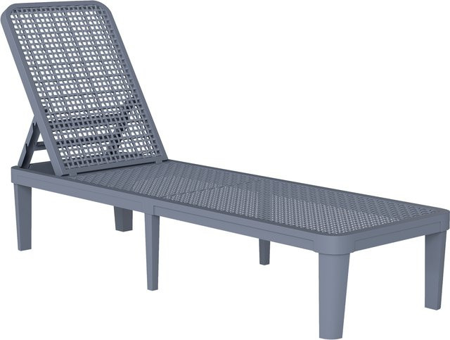 Outsunny Verstellbare Sonnenliege aus PP in Dunkelgrau mit 4-stufiger Rückenlehne, B/T/H: 191 x 55 x 35,5 cm - Bild 1