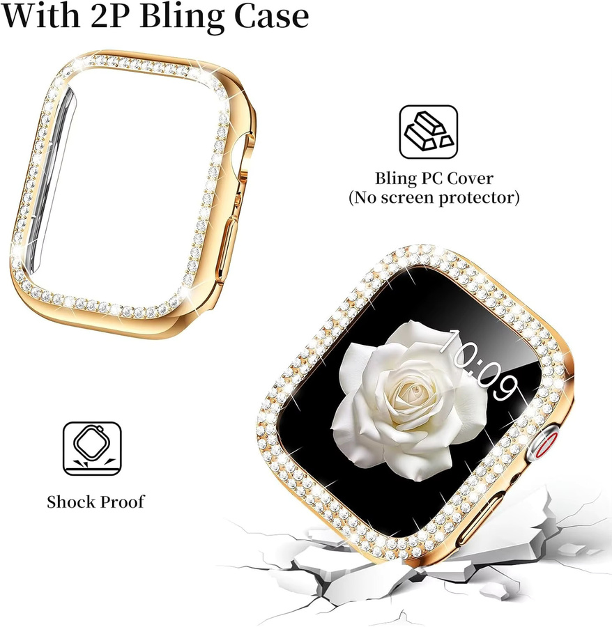samusak Uhrenarmband und Gehäuse Edelstahl, Gold, Diamant, Kristall, Unisex - Bild 1