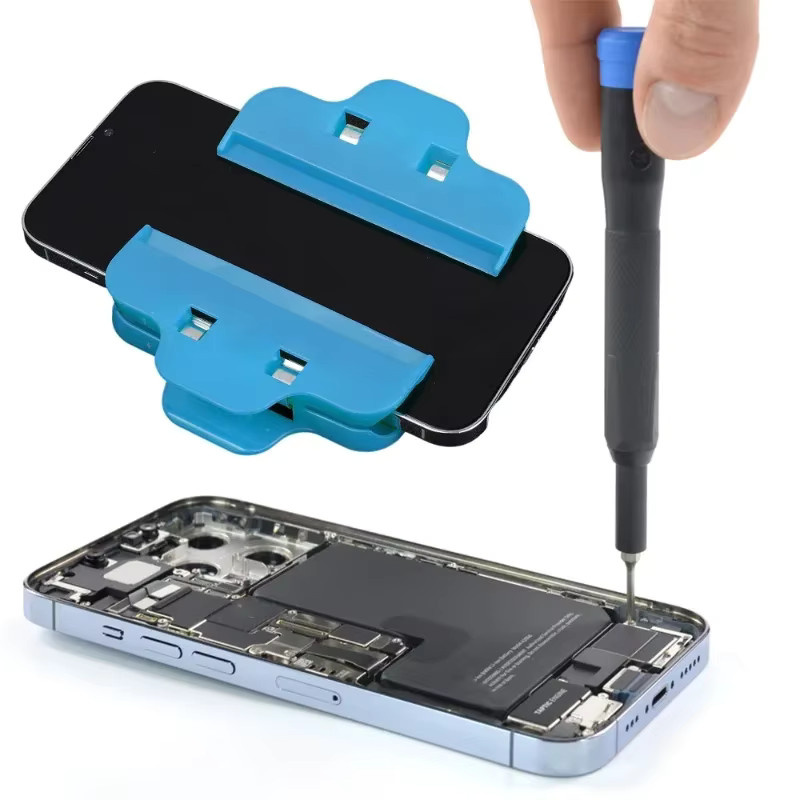 10-teiliges Kunststoff Clip Set zur Handy Bildschirm Reparatur als Befestigungsklemme und Halter für iPhone 15 14 und Samsung in Gelb und Blau - Bild 2