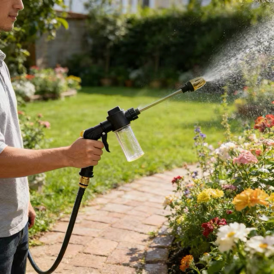 FLOWERS SPRAL Hochdruck-Wasserpistole aus Metall in Schwarz mit verstellbarer Sprühdüse für Autowäsche und Gartenbewässerung - Bild 5