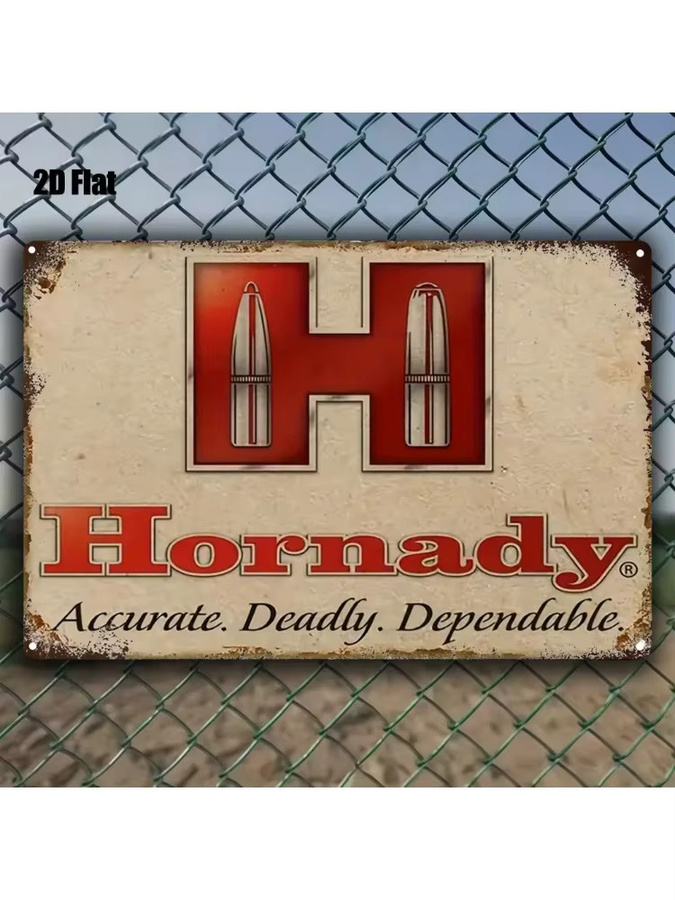 Hornady Vintage Metall-Blechschild in Rot-Weiß als Wanddekoration für Garage und Männerhöhle, B/H: 30 x 20 cm - Bild 6