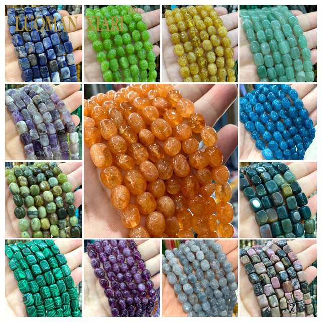 LUOMAN XIARI Spacer Perlen, Naturstein, Quarz, Jade, Amethyst, Bunt, Unisex - Bild 1