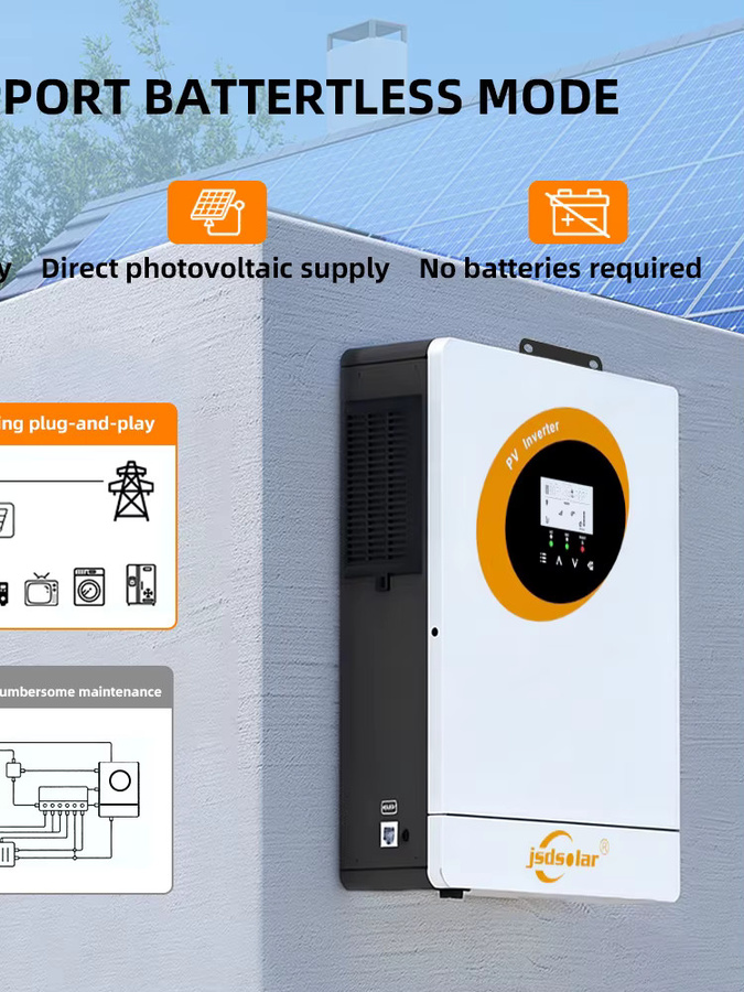 Jsdsolar 6KW Solar-Wechselrichter mit Dual MPPT, 230V PV-Wechselrichter mit 9000W PV-Eingang, Reiner Sinuswellen-Stromwandler und WLAN, Farbe: Weiß - Bild 5