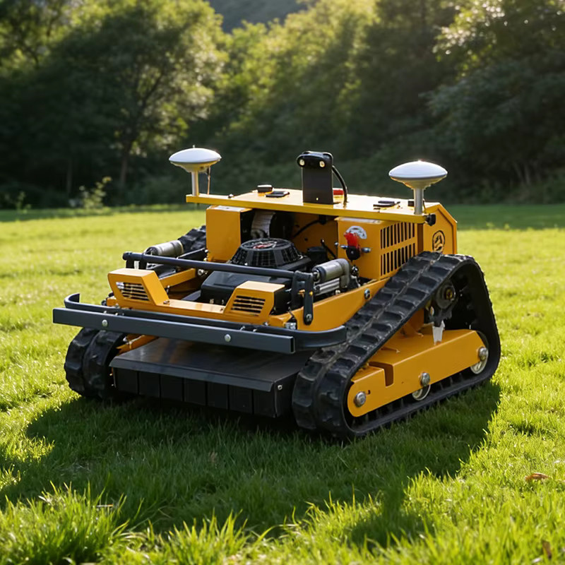 AIWEIYA ferngesteuerter Roboter-Rasenmäher mit GPS und Raupenantrieb für Hangflächen in Gelb - Bild 4