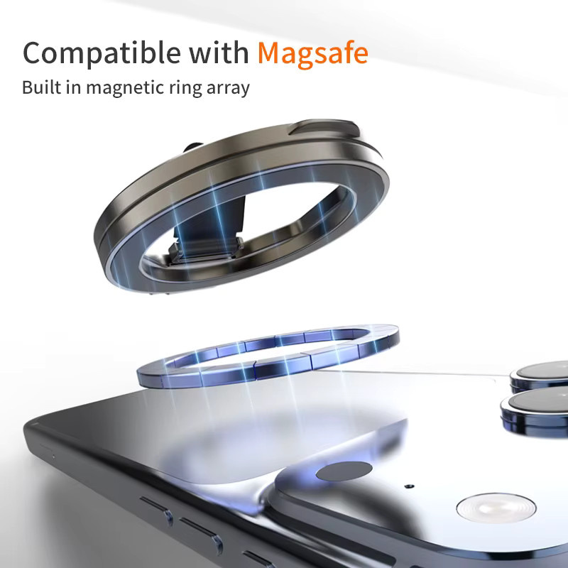 QGhappy Magnetischer Handyhalter für MagSafe, faltbarer und tragbarer Fingerring-Ständer in Silber, kompatibel mit iPhone und Samsung - Bild 4