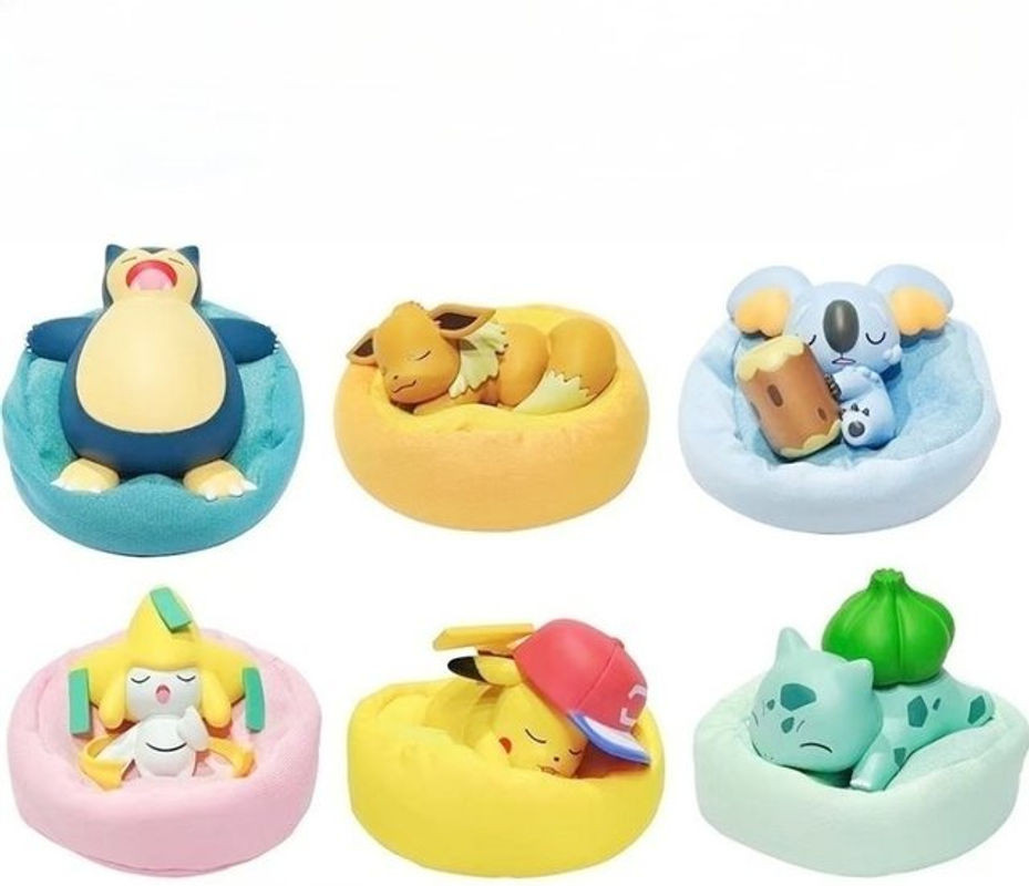 6er Set Takara Tomy Pokemon Figuren Sternentraum Serie Pikachu und Eevee in Schlafposition, mehrfarbig - Bild 1