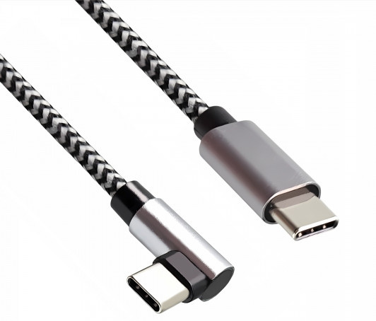 DINIC USB-C auf USB-C Ladekabel mit 90 Grad Winkel und Aluminium-Stecker in Grau, Länge: 0,15 m - Bild 1