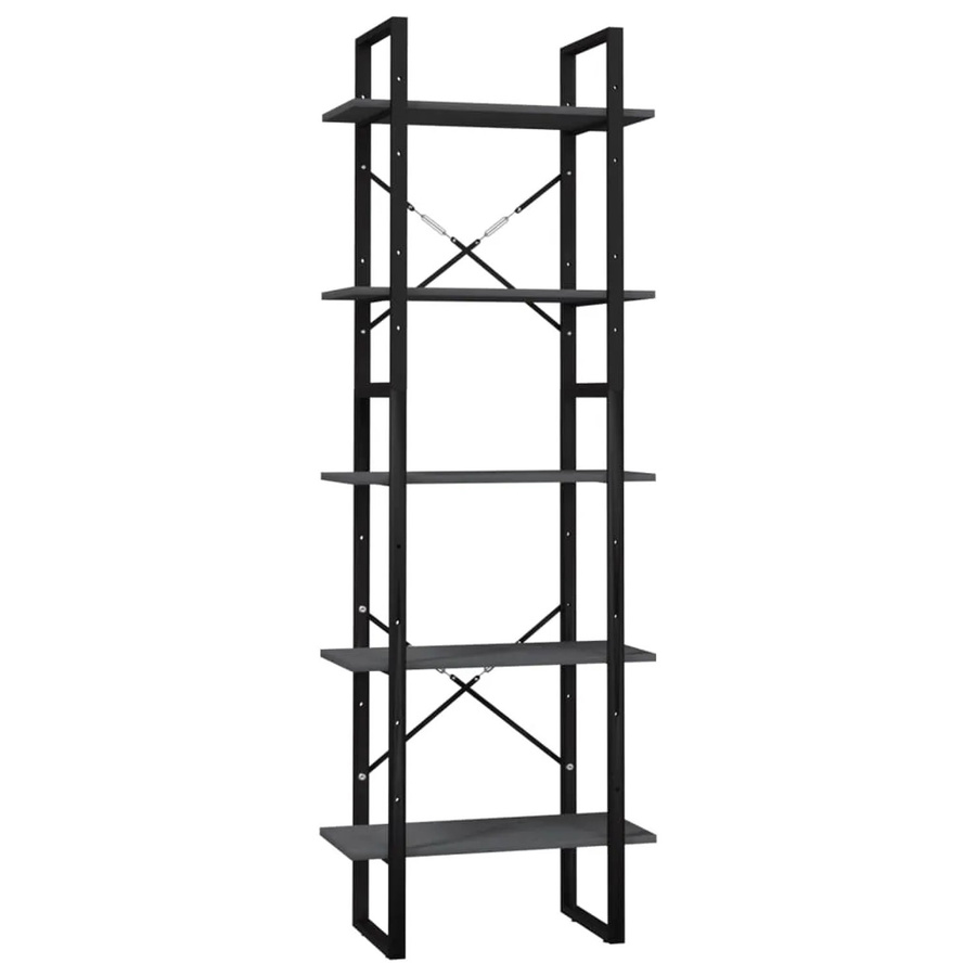 vidaXL Bücherregal im Industrial Design aus Kiefernholz und Metall, Grau, B/T/H: 60 x 30 x 105 cm - Bild 2