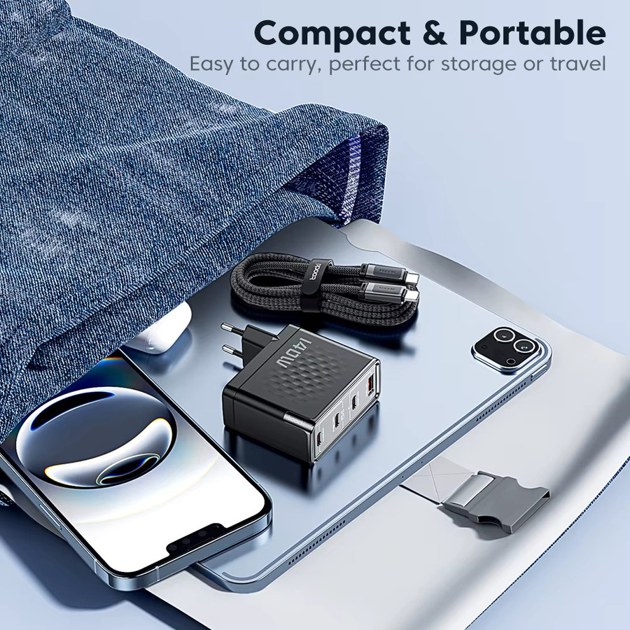 Toocki 140W GaN Ladegerät mit USB-C, PD3.1, QC4.0 und PPS in Schwarz - Bild 5