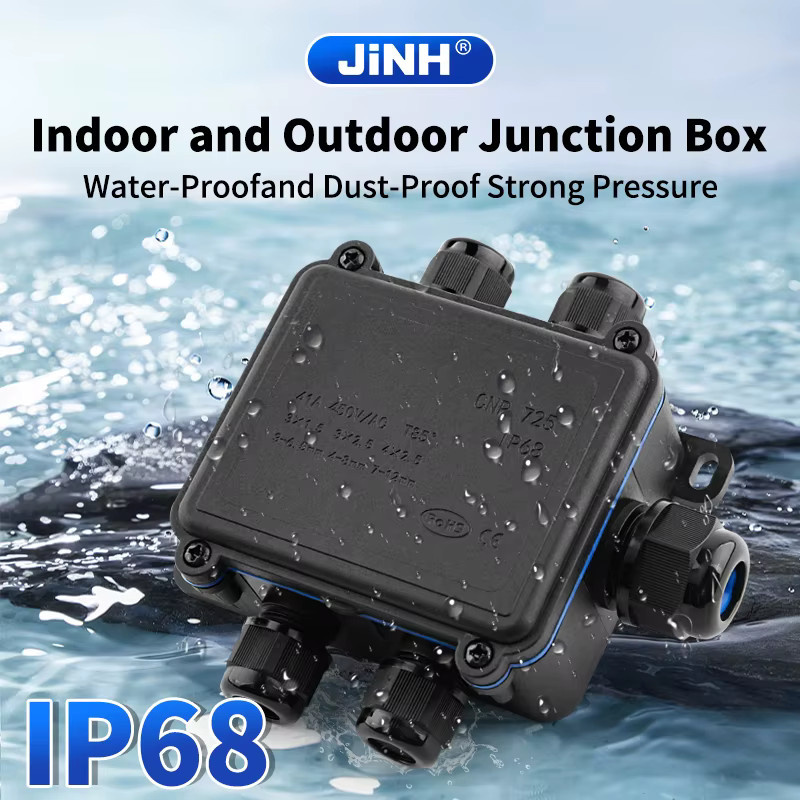 JINH IP68 Wasserdichte Anschlussdose CNP725 aus Kunststoff in Schwarz - Bild 2