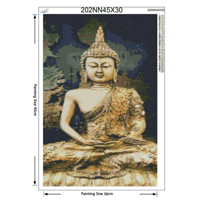 FIYO Buddha Diamantmalerei als religiöse Ikone in Gold, Querformat, B: 30 cm, H: 20 cm - Bild 2