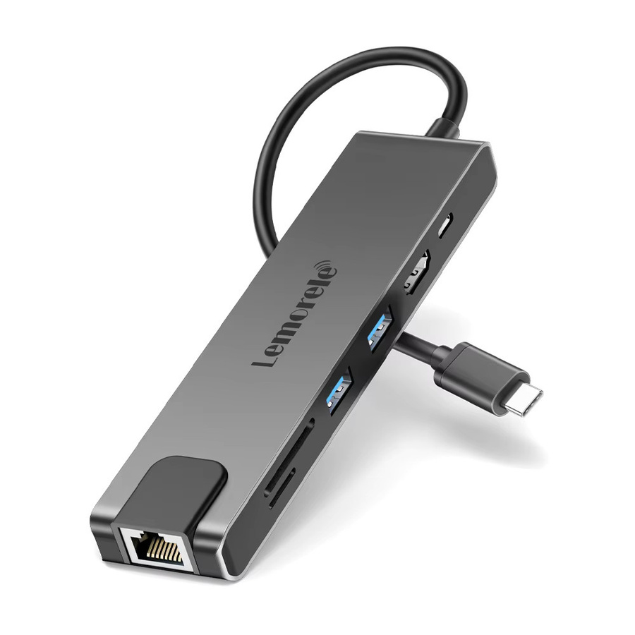 Lemorele TC25 USB C Dockingstation 7-in-1 mit 4K HDMI, PD 100W, Gigabit RJ45 sowie SD und TF Kartenleser in Grau - Bild 7