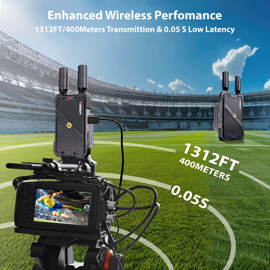 VRRIIS Kabelloser HDMI-Extender Video-Sender und -Empfänger in Schwarz für Kamera, Laptop, Projektor, TV-Box und PS4 mit 1080P Auflösung und 400M Reichweite - Bild 3