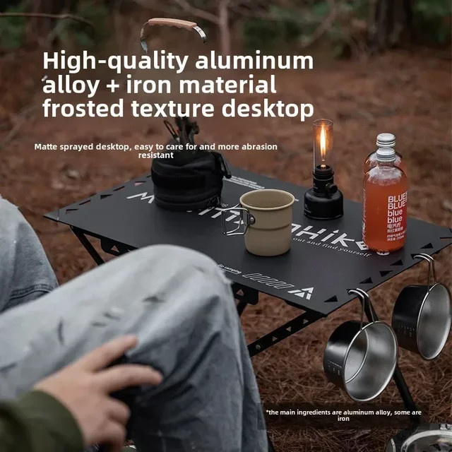 MOUNTAINHIKER Outdoor Camping Klapptisch aus Aluminium in Schwarz, ultraleicht und tragbar für Picknick und Freizeit, B/T/H: 58,0 x 40,0 x 0 cm - Bild 1