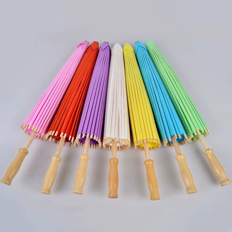 Merylover Traditioneller China Papier Regenschirm in Weiß und Multicolor als DIY Malmaterial für Hochzeiten und Tanzaufführungen - Bild 2