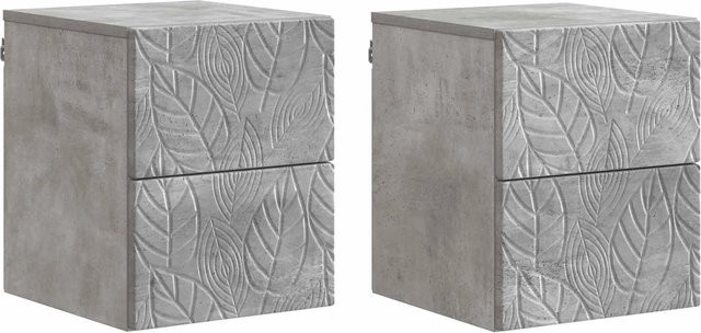 vidaXL Wandmontierter Nachttisch Set 2 Stück in Betongrau, modernes Design für dein Schlafzimmer, B/T/H: 34,5 x 33 x 40 cm - Bild 1