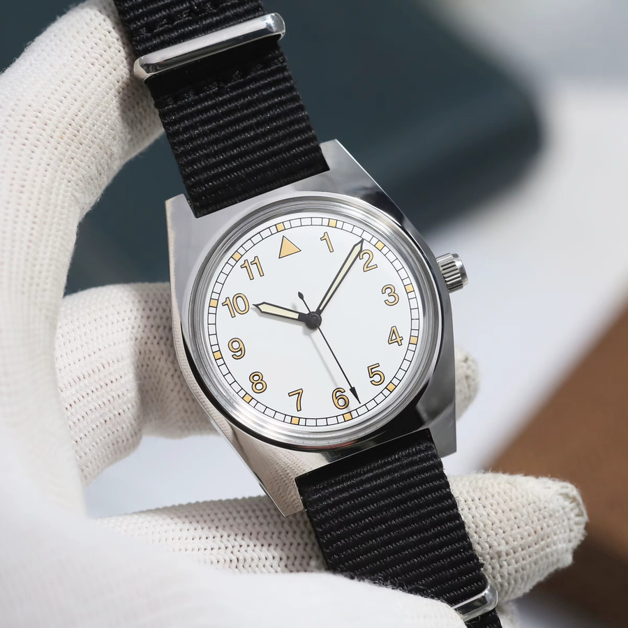 HEIMDALLR Armbanduhr, Vintage, Handaufzug, 36 mm, Herren, Weiß, Textil/NATO - Bild 2
