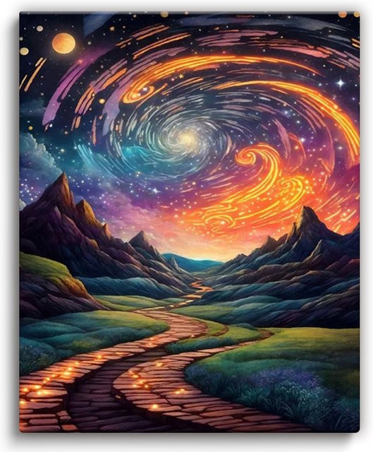 Ruopoty Malerei nach Zahlen, kosmische Wunder landschaft, Bunt / Mehrfarbig - Bild 1